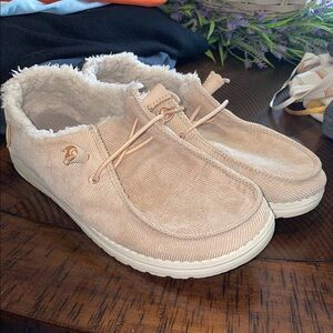 Hey Dude Women's Tan Corduroy Shoes